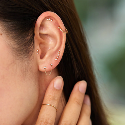 ESTELLE | Double Diamond Chain Drop Earring