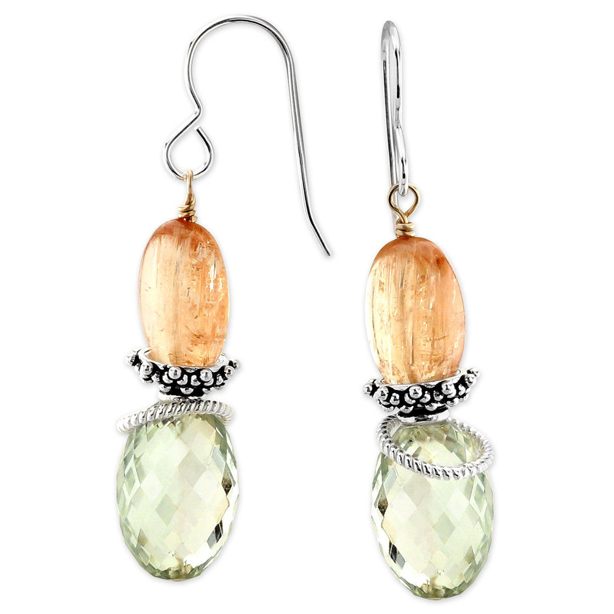 Prasiolite & Imperial Topaz Earrings-341492