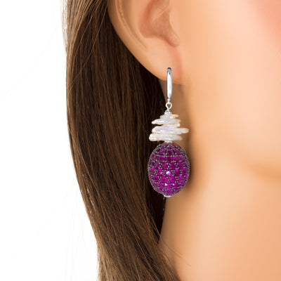 Ruby and Pearl Earrings