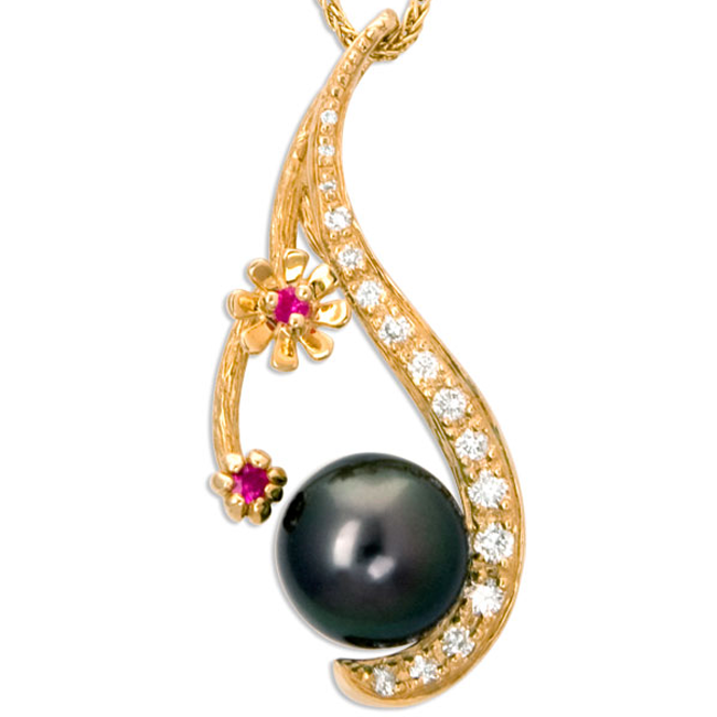 Galatea Tahitian Pearl Diamond and Ruby Necklace-335794