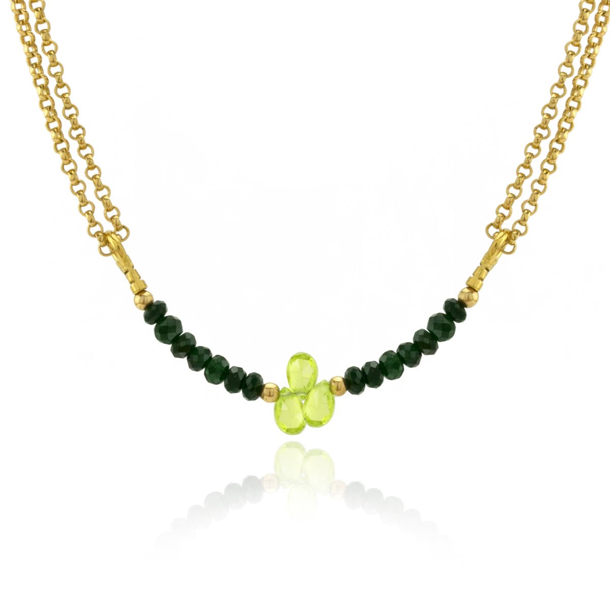 Chrome Dioptase & Beryl Double Chain Necklace