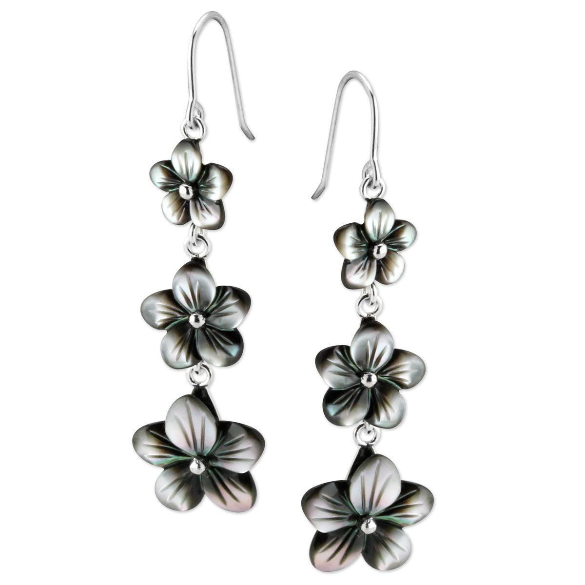Triple Mother of Pearl Flower Earrings-344416