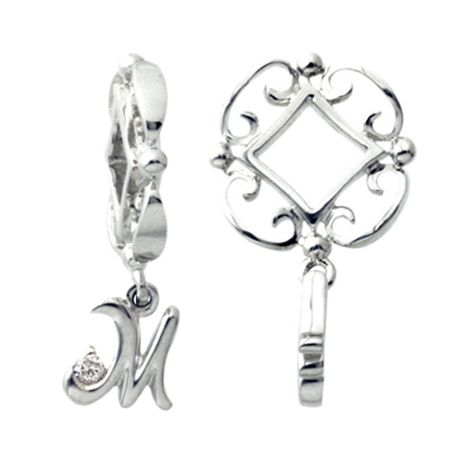 Storywheels 14K White Gold M Dangle