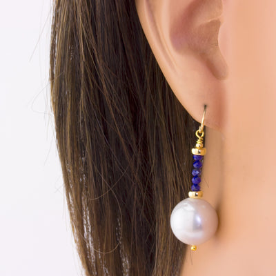 Impressionist Collection Lapis & Pearl Drop Earrings