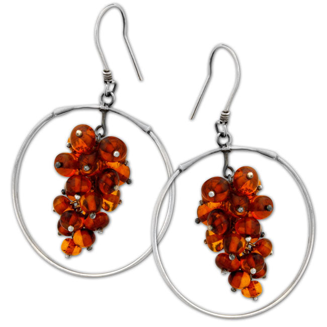 Amber Cluster Hoop Earrings 335124