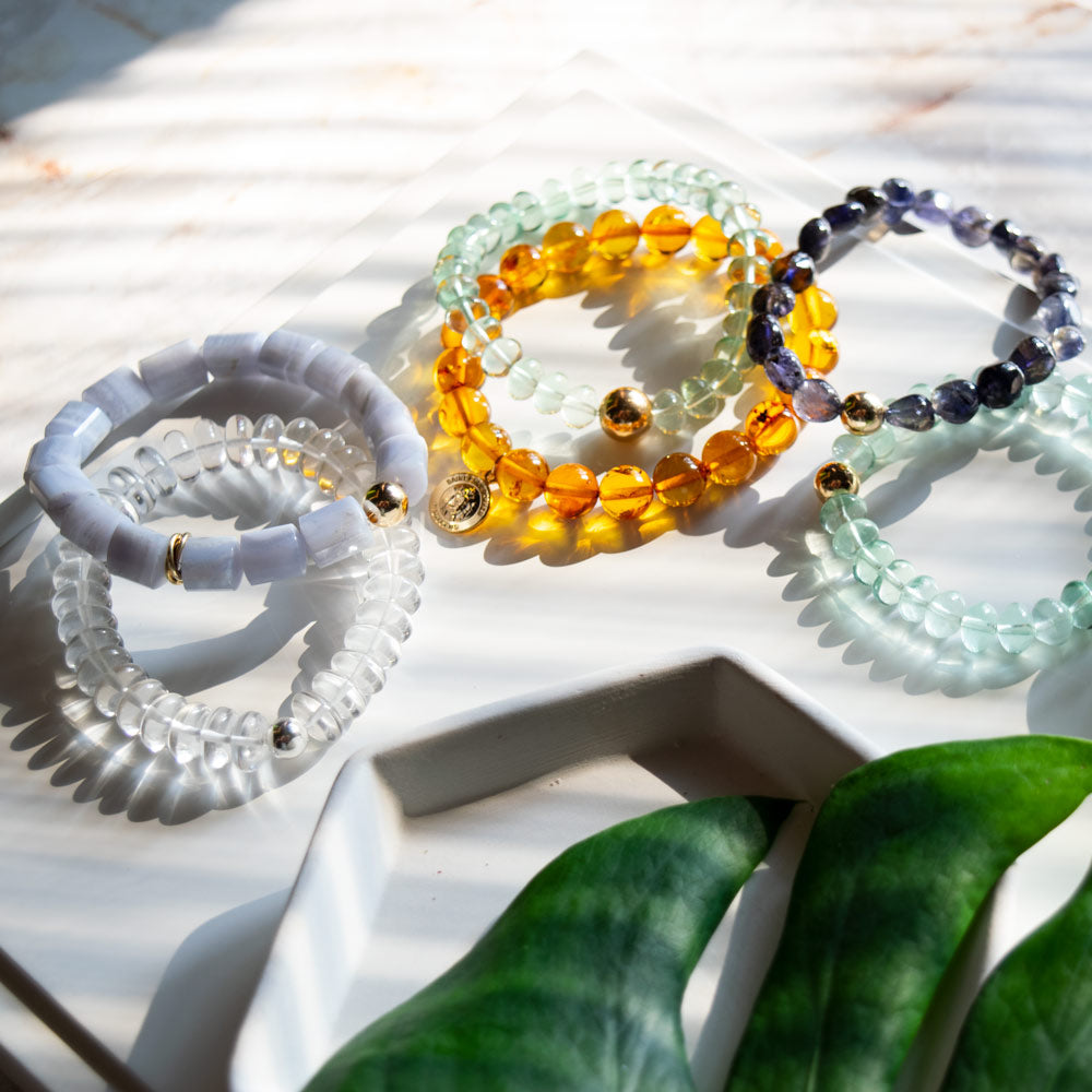 Blue Lace Agate Beaded Stretch Bracelet