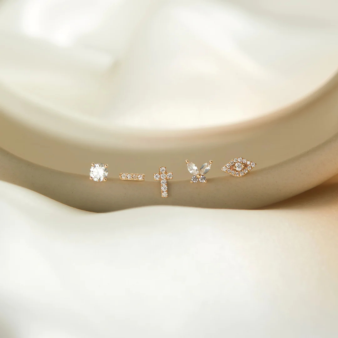 SAINT | Lab Grown Diamond Cross Piercing Top Earring – Elisa Ilana