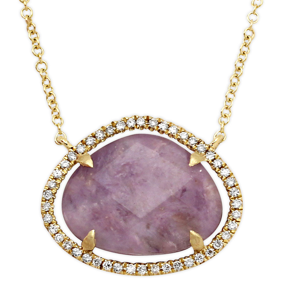 18K Yellow Gold Charoite and Diamond Necklace-342301