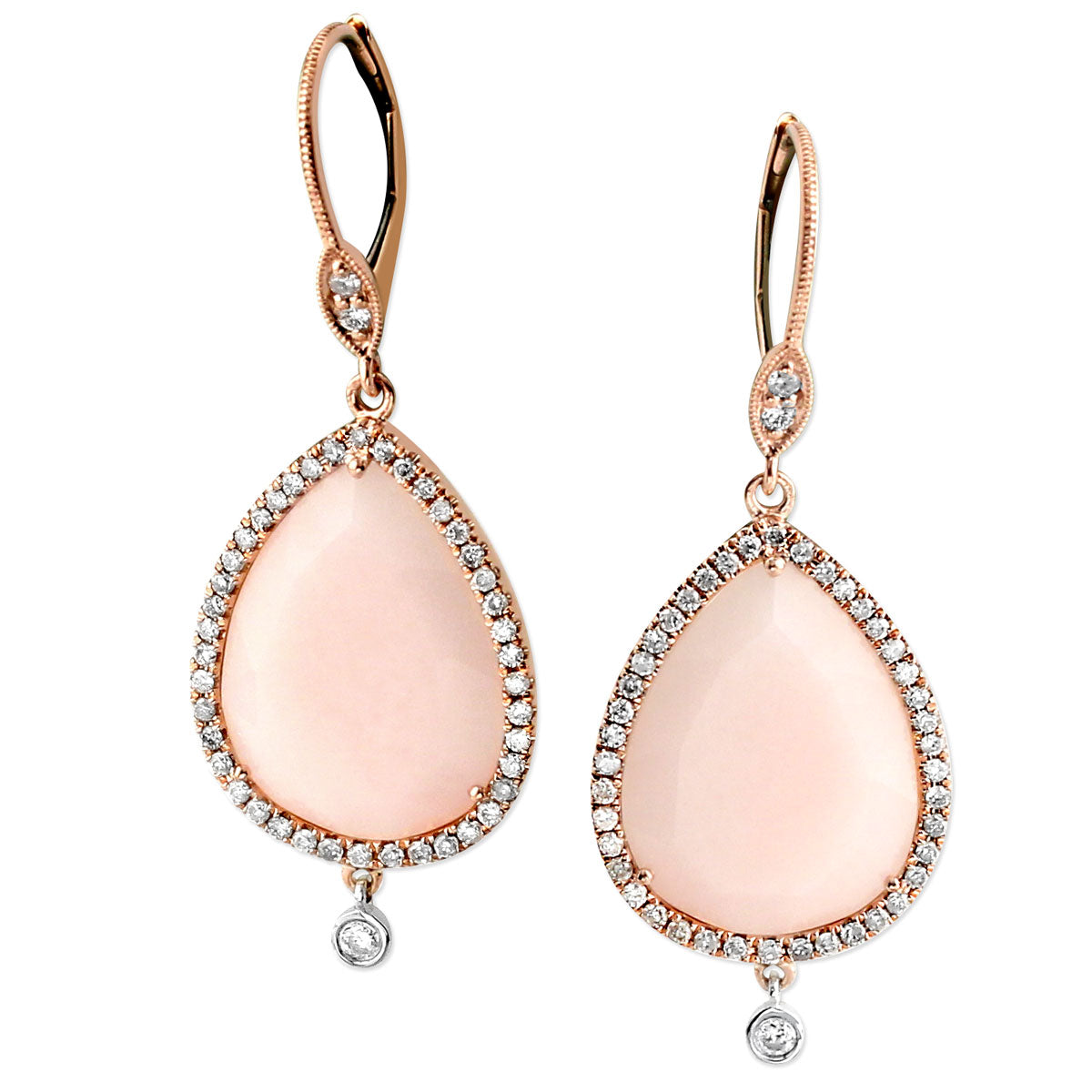 Diamond & Pink Opal Earrings-342260