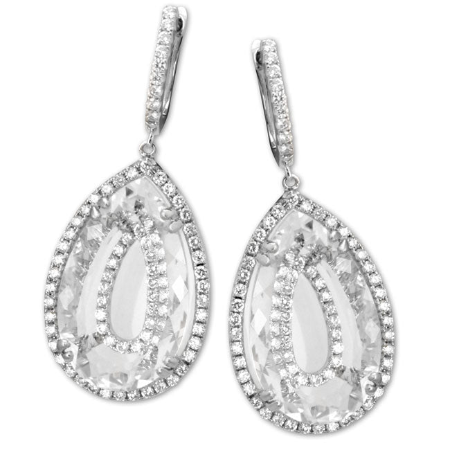 White Topaz & Diamond Earrings-335373