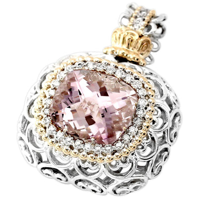 Rose De France & .50CT Dia/ 14KY/SS Openwork Design Enhancer
