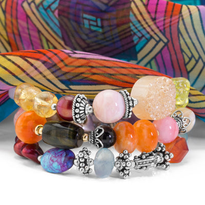 Impressionist Collection Carnelian & Pink Opal Bracelet