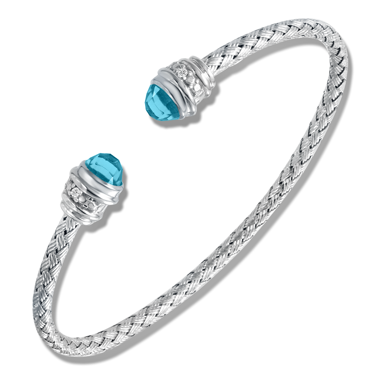 Sunset Blue Topaz w/Diamond Cuff Bracelet