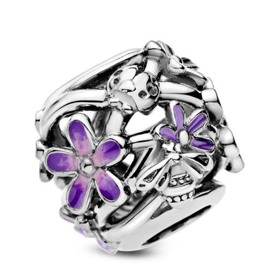 Pandora Openwork Purple Daisy Charm