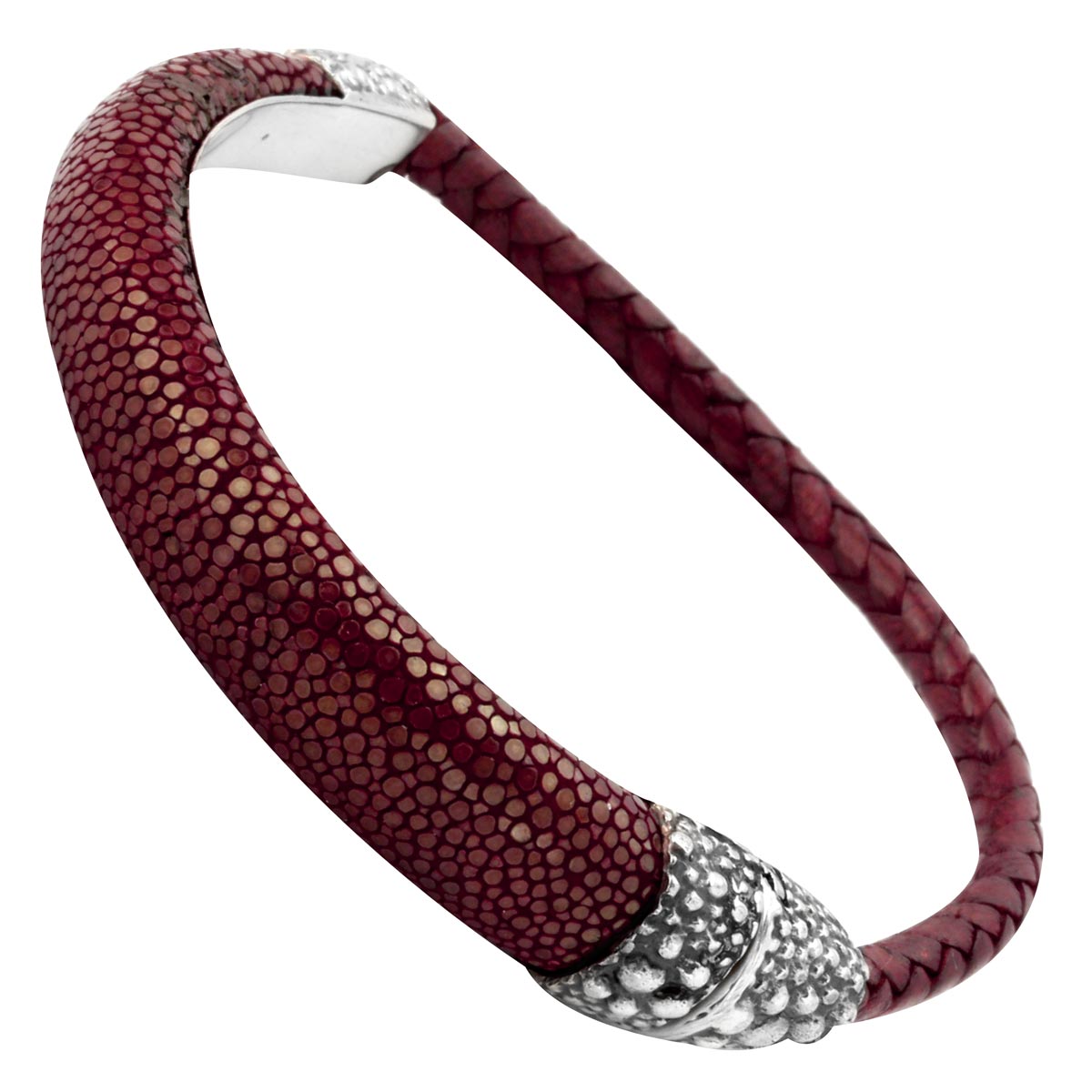 Sterling Silver Clasp with Red Stingray Leather Bracelet