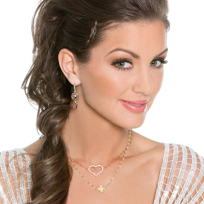 Amethyst & Diamond Earrings-347542