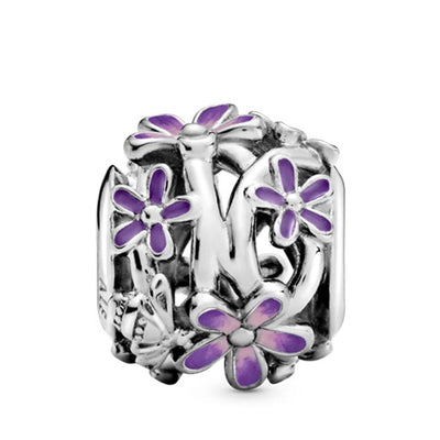 Pandora Openwork Purple Daisy Charm
