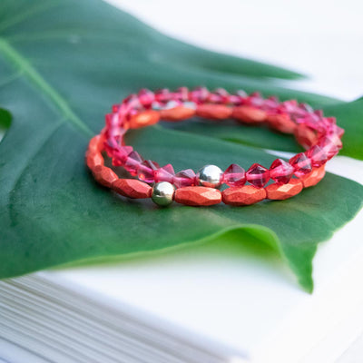 Red Lantern Beaded Stretch Bracelet