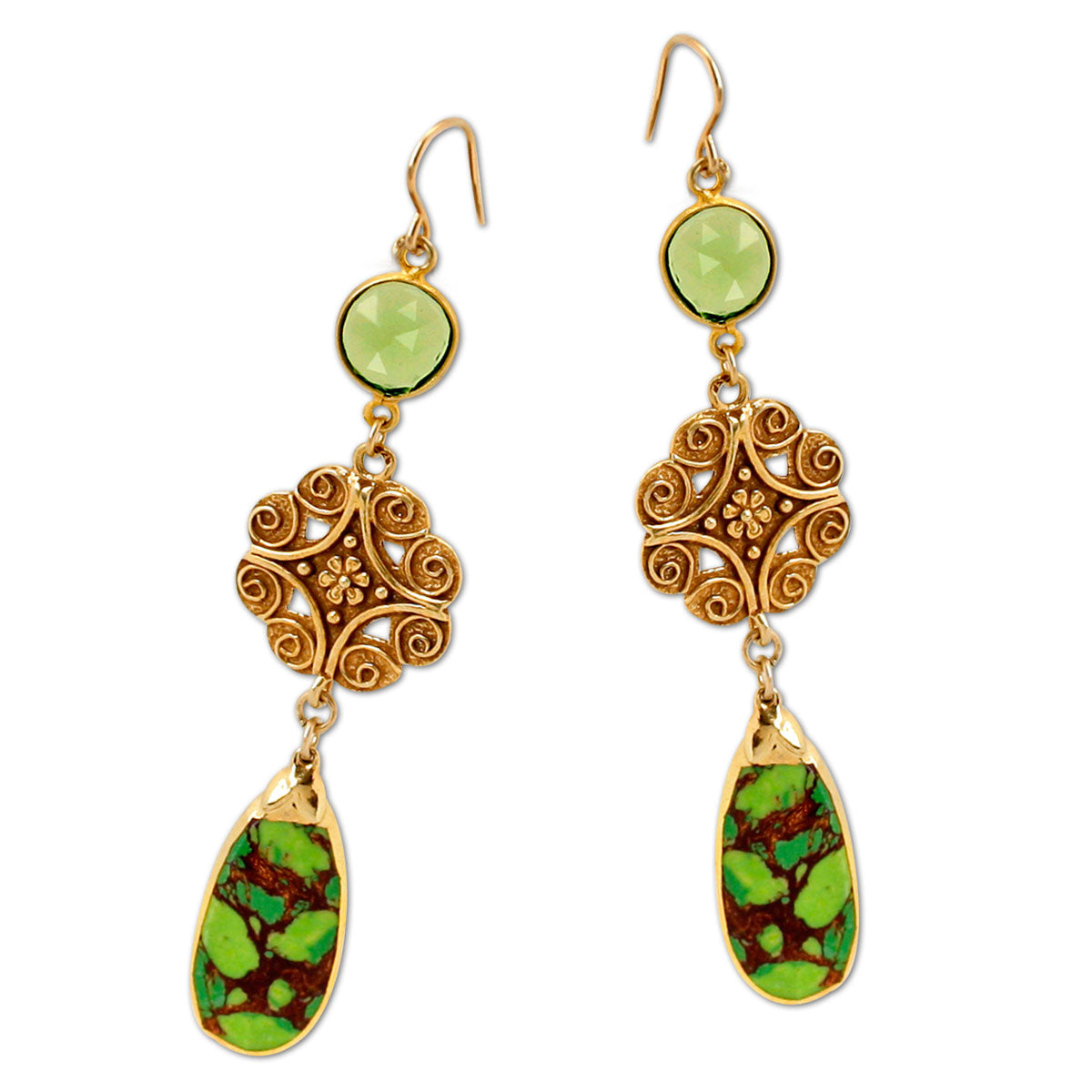 Turquoise & Peridot Earrings-227200