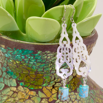The Goddess Collection Mother of Pearl & Turquoise Earrings