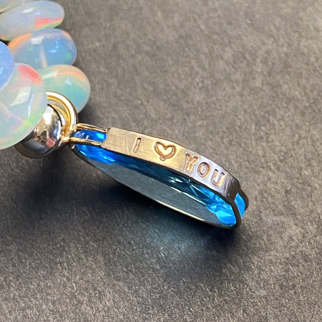 Ethiopian Opal and Swiss Blue Topaz Necklace