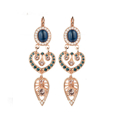 Mariana Oval & Heart Blue Morpho Earrings