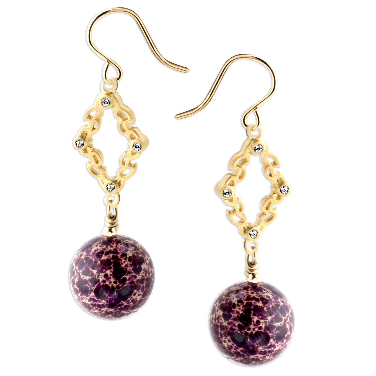 Purple Snakeskin Jasper Earrings-344619