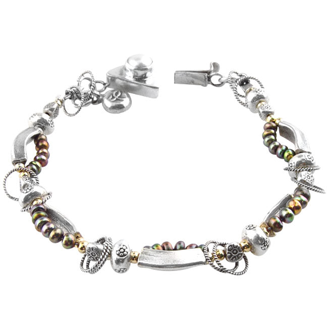 Thai Silver & Pearl Bracelet-181280