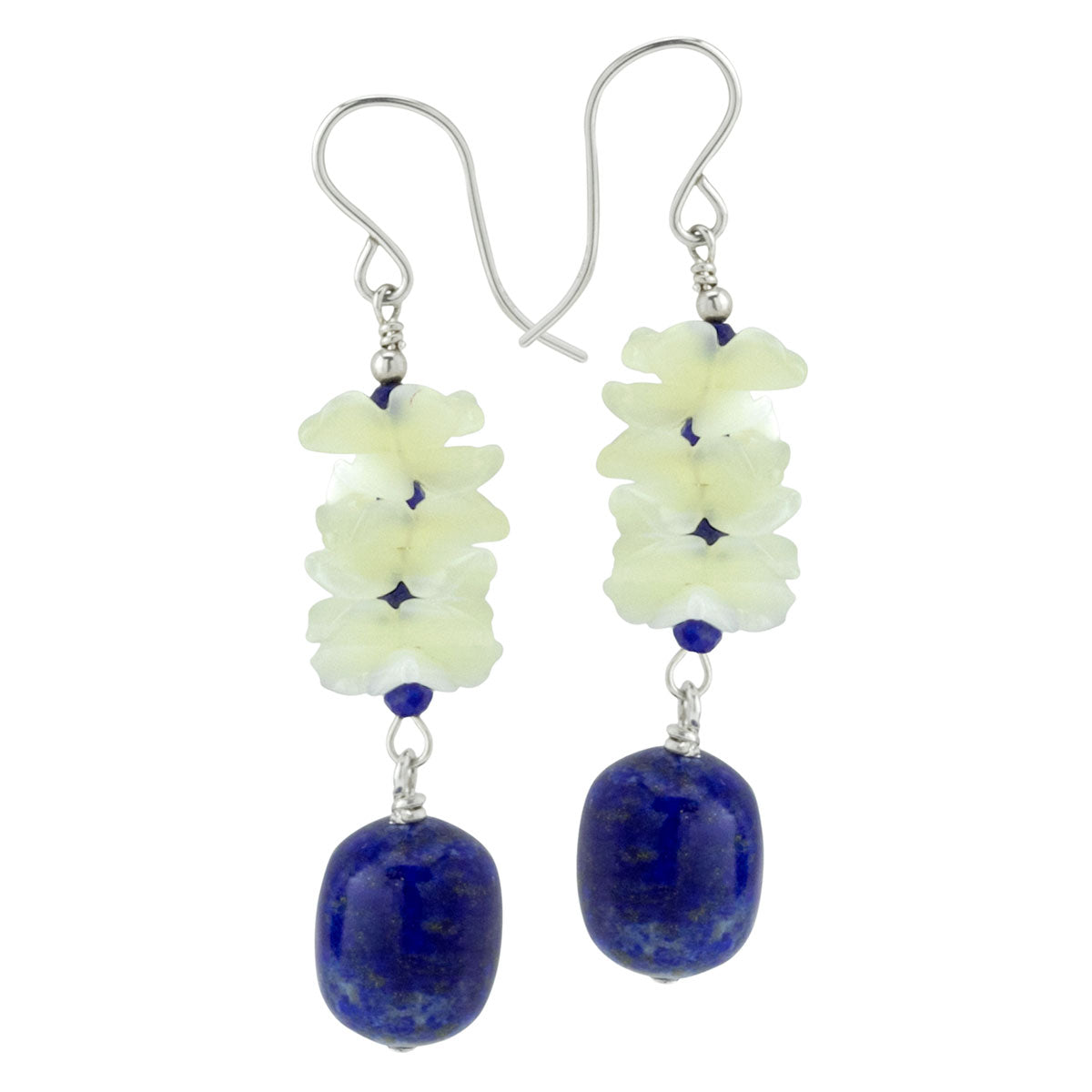 Lapis & Flower Earrings 210-847
