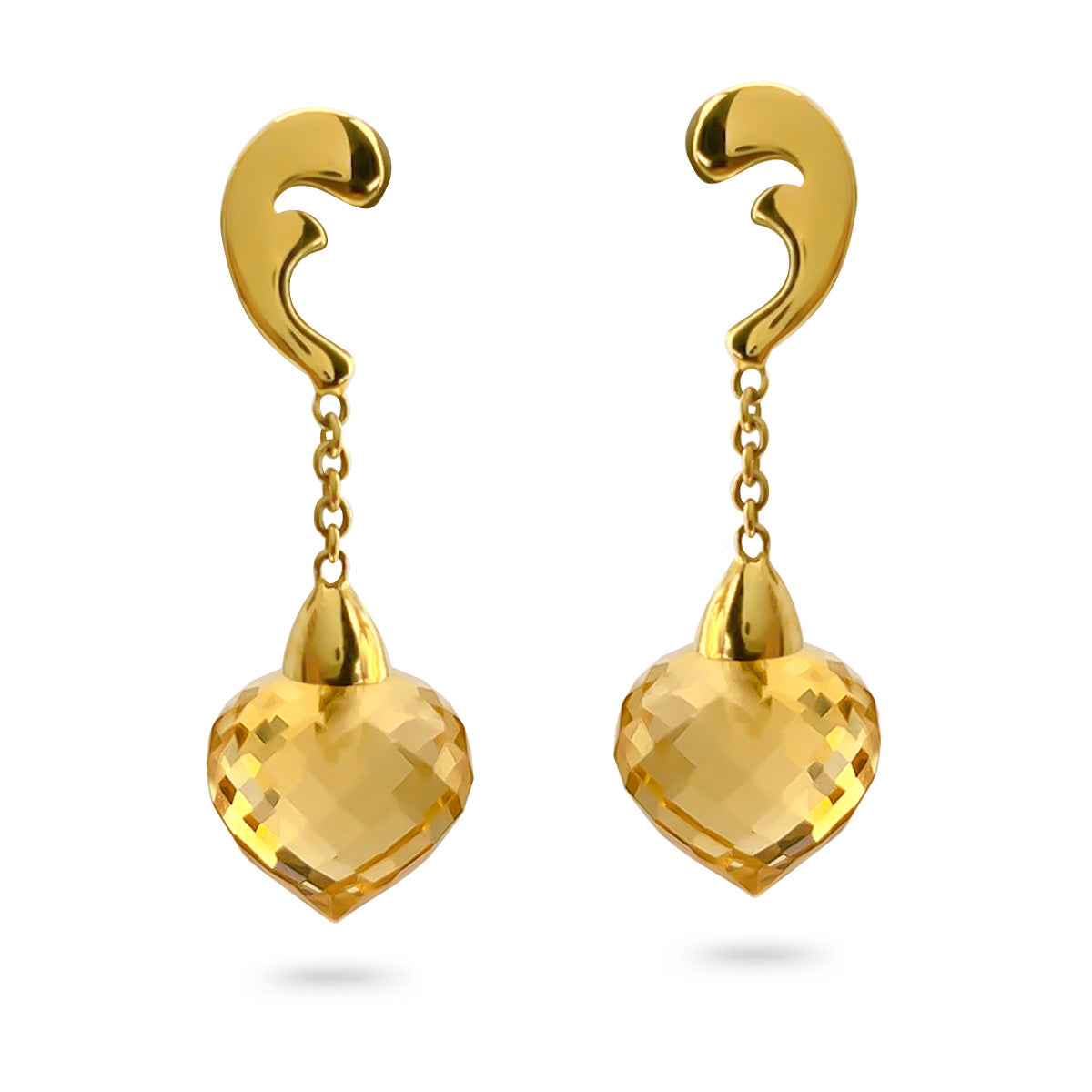 14kt Gold Citrine Droplet Earrings