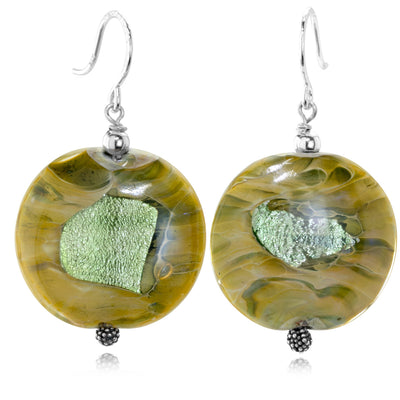 The Goddess Collection Green Glass Earrings