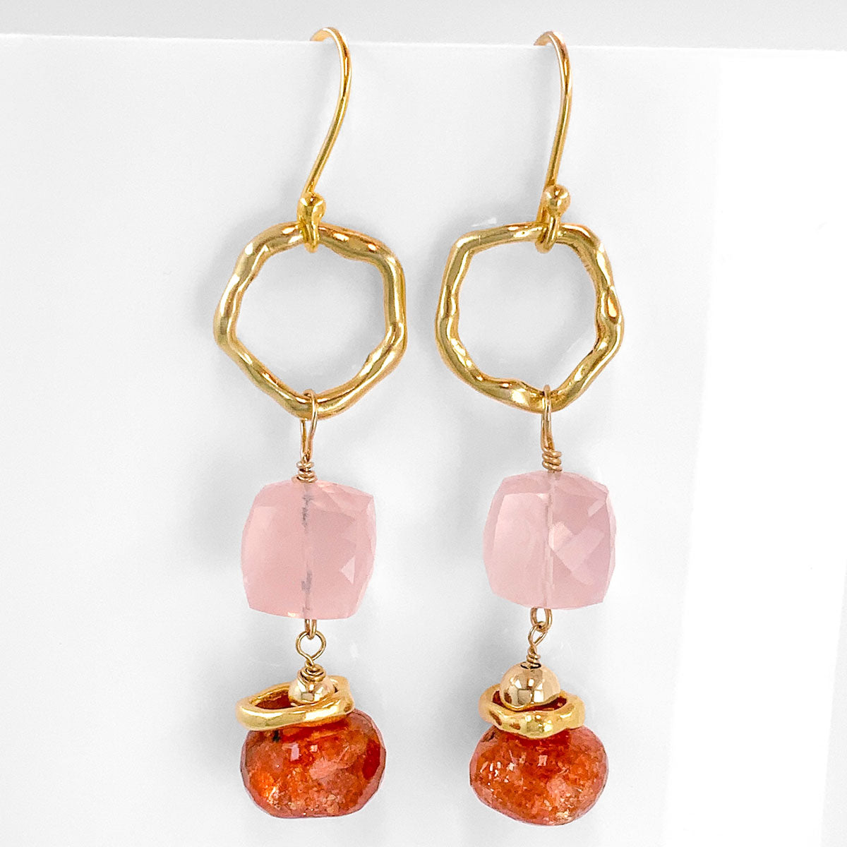 Morganite and Sunstone Earrings