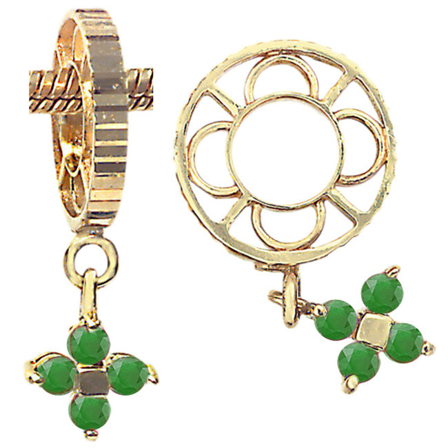 Storywheels Emerald Flower Dangle 14K Gold Wheel ONLY 3 AVAILABLE!-270243
