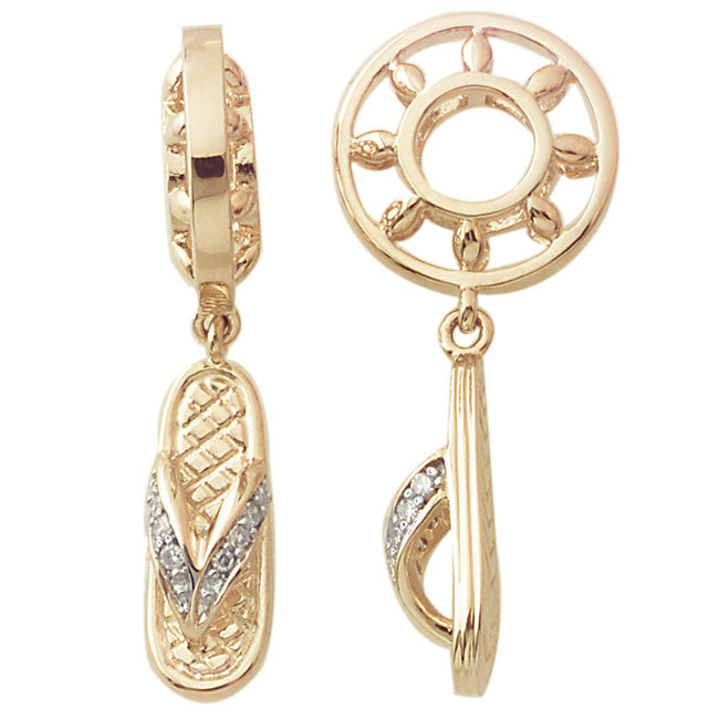 Storywheels Flip Flop with Diamond Dangle 14K Gold Wheel RETIRED- ONLY 1 AVAILABLE!