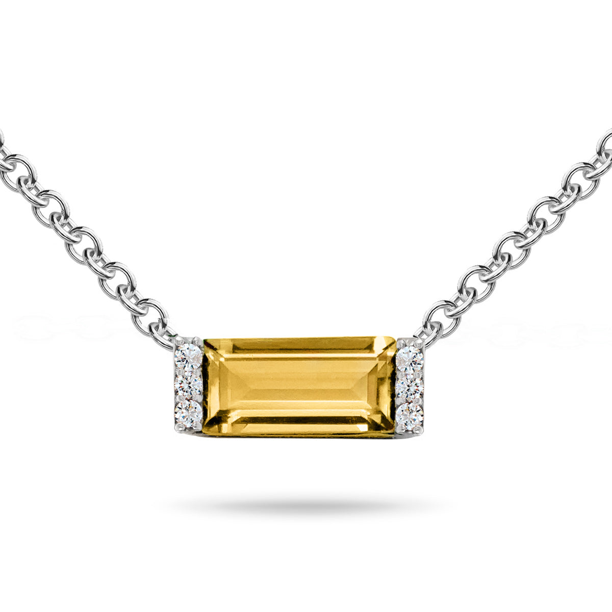 Citrine & Diamond Bar Necklace