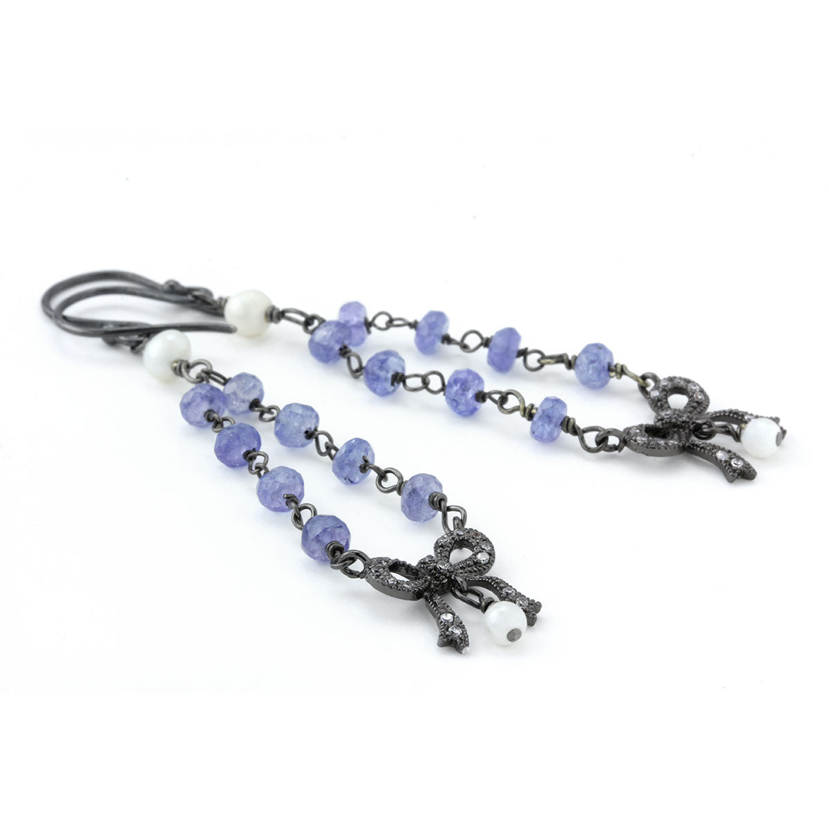 Tanzantite & Pearl Earrings-210-685