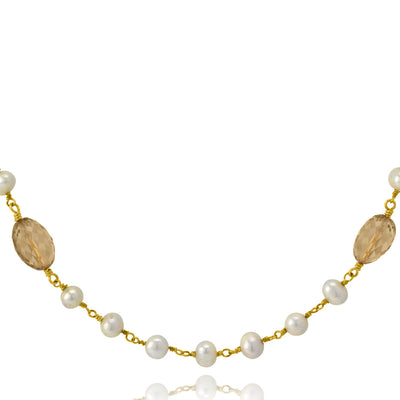 Champagne Citrine & Pearl Necklace