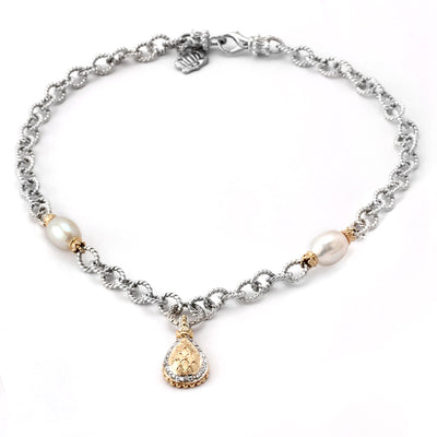 White Pearl/ 14KY/SS Necklace