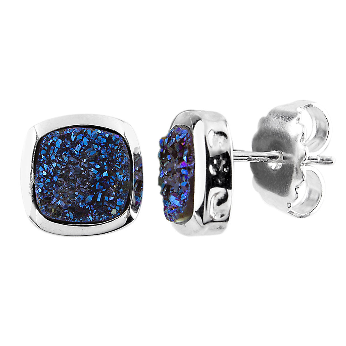 Cobalt Drusy Post Earrings-341978