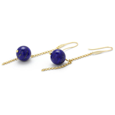 Lapis Lazuli Gold Chain Earrings 210-618