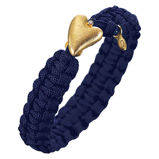 Soldier Navy Gold Heart & Diamond Clasp Bracelet