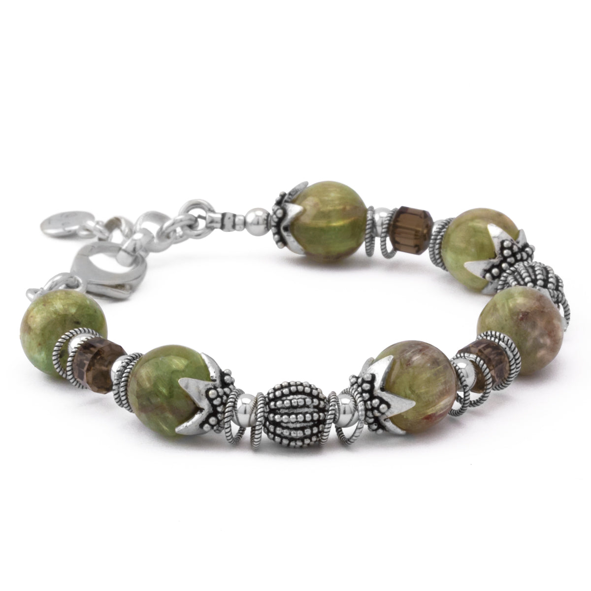 Green Agate with Smoky Quartz Bracelet