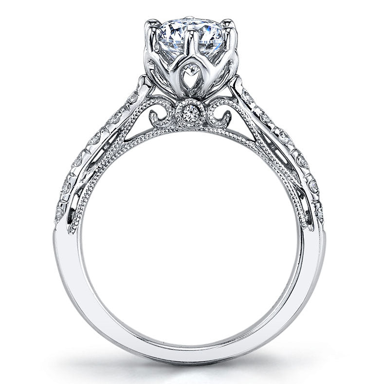 PARADE 18K White Gold Etched Curves Engagement Ring