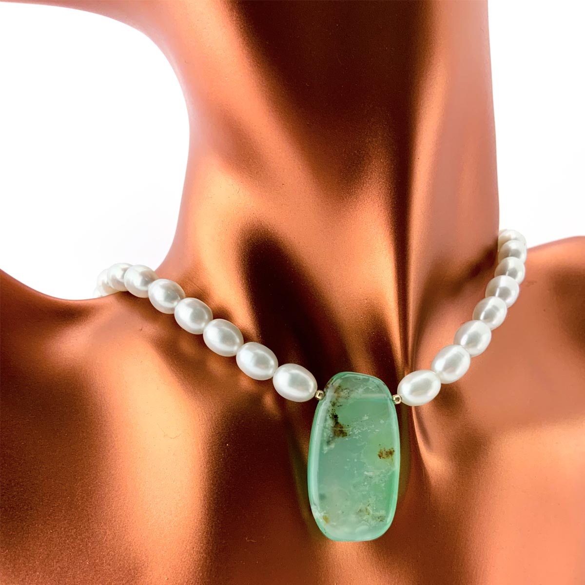 Chrysoprase & Pearl Necklace