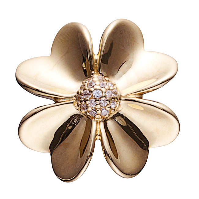 STORY by Kranz & Ziegler Gold Plated with Clear CZ Flower Button-342179