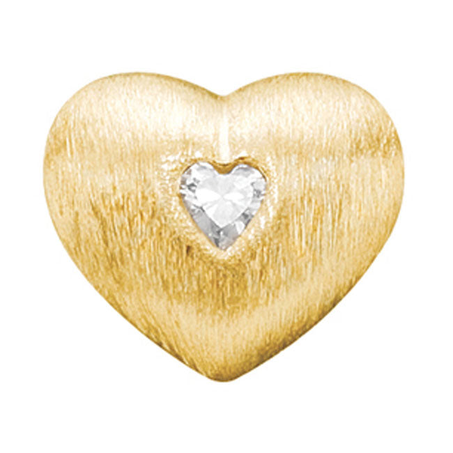 STORY by Kranz & Ziegler Gold Plated Matte with Clear CZ Heart Button-339412