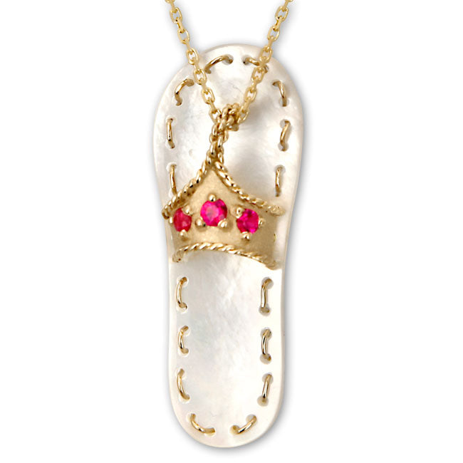 Galatea Ruby with White Mother of Pearl Flip Flop Pendant 337367