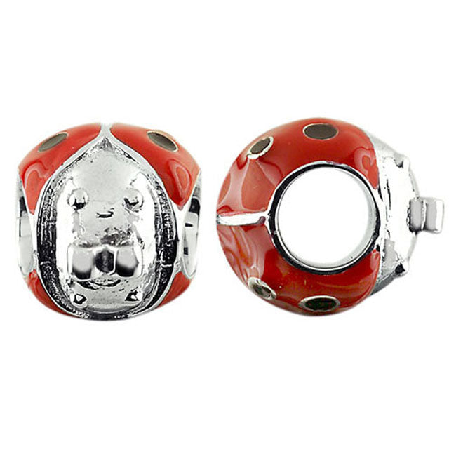 Storywheels Red/Black Enamel Ladybug Sterling Silver Charm-331005