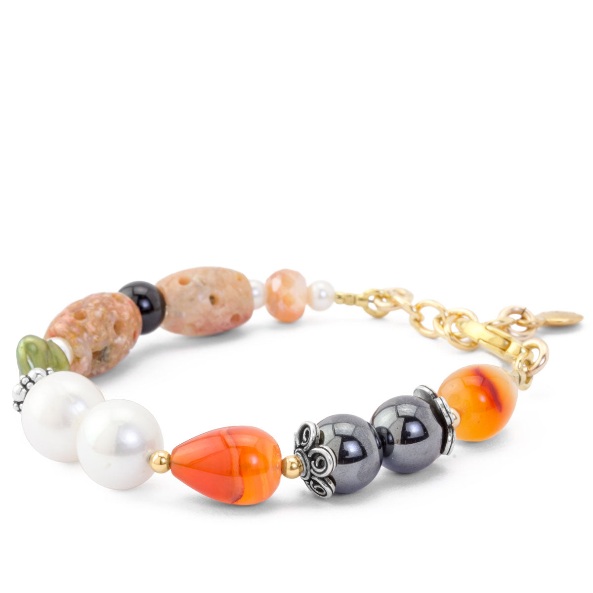 Impressionist Collection Carved Jasper & Carnelian Bracelet