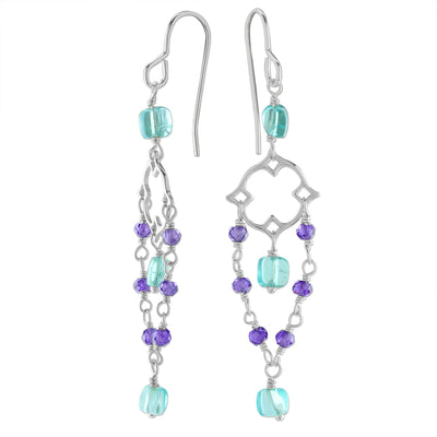 Apatite & Purple CZ Earrings-210-571